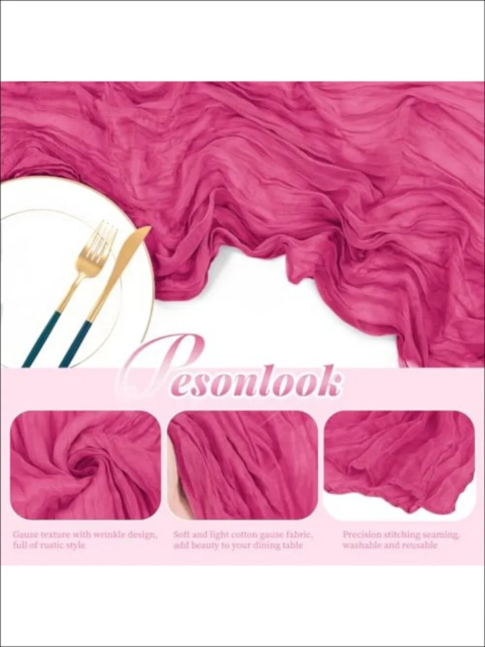 12 Pack Cheesecloth Table Runner 21.5x120 Inch Boho Polyester